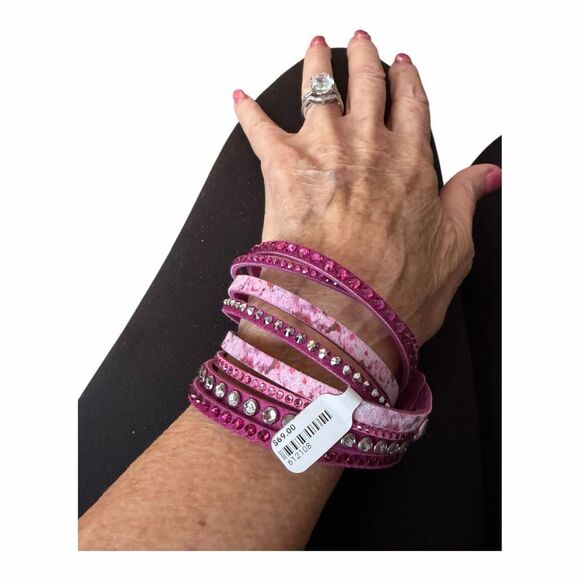 Swarovski Slake Hot Pink Pulse Wrap Bracelet NWT - Picture 5 of 5